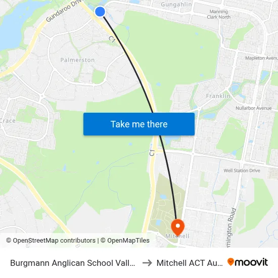 Burgmann Anglican School Valley Campus to Mitchell ACT Australia map