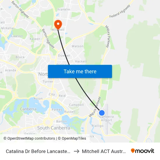 Catalina Dr Before Lancaster Pl to Mitchell ACT Australia map