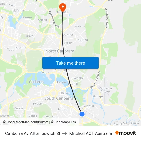 Canberra Av After Ipswich St to Mitchell ACT Australia map