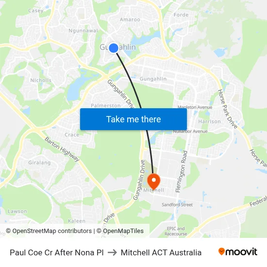 Paul Coe Cr After Nona Pl to Mitchell ACT Australia map