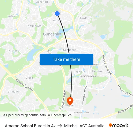 Amaroo School Burdekin Av to Mitchell ACT Australia map
