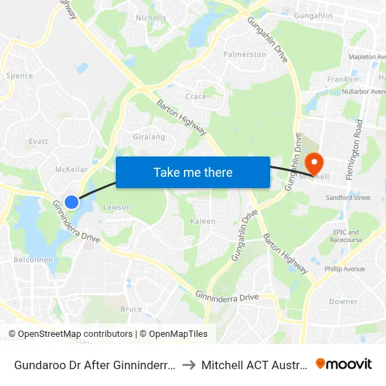 Gundaroo Dr After Ginninderra Dr to Mitchell ACT Australia map