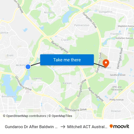 Gundaroo Dr After Baldwin Dr to Mitchell ACT Australia map