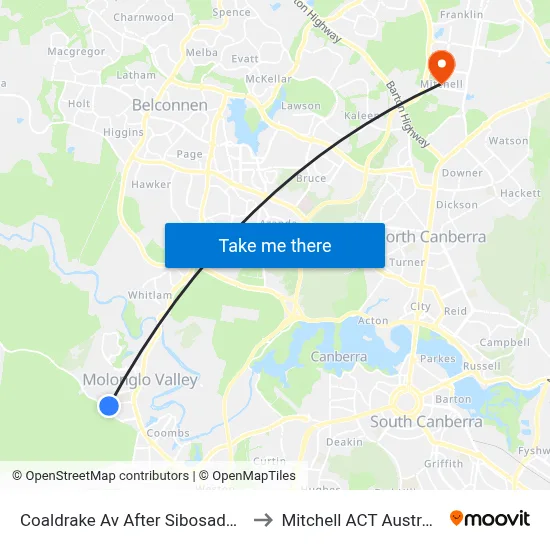 Coaldrake Av After Sibosado St to Mitchell ACT Australia map