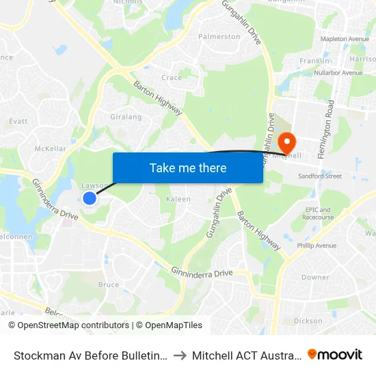 Stockman Av Before Bulletin St to Mitchell ACT Australia map
