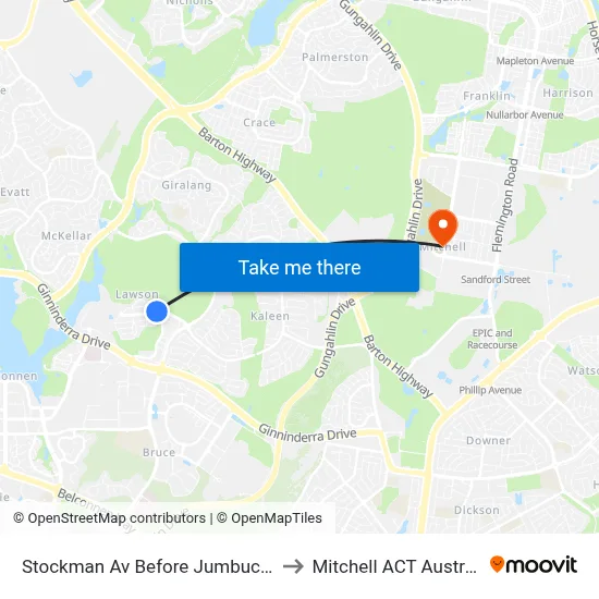 Stockman Av Before Jumbuck Cr to Mitchell ACT Australia map