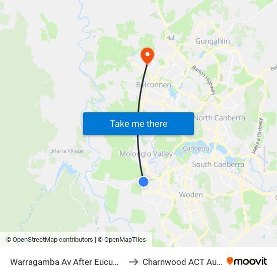 Warragamba Av After Eucumbene Dr to Charnwood ACT Australia map