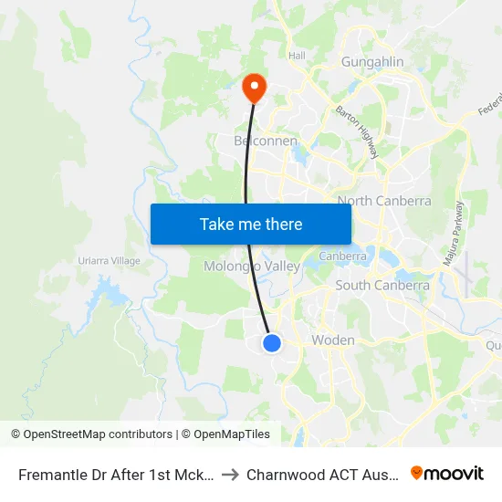 Fremantle Dr After 1st Mckail Cr to Charnwood ACT Australia map