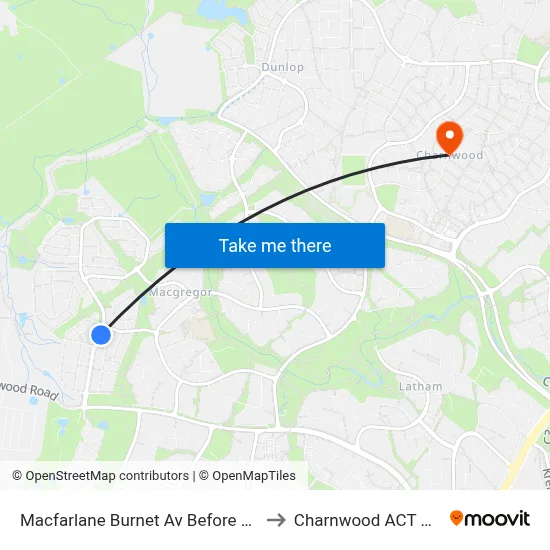 Macfarlane Burnet Av Before Hollows Cct to Charnwood ACT Australia map