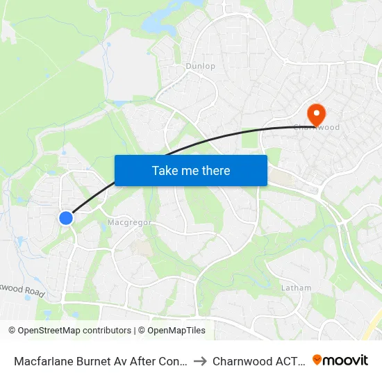 Macfarlane Burnet Av After Constance Stone St to Charnwood ACT Australia map