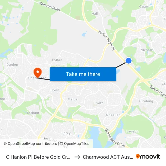 O'Hanlon Pl Before Gold Creek Rd to Charnwood ACT Australia map