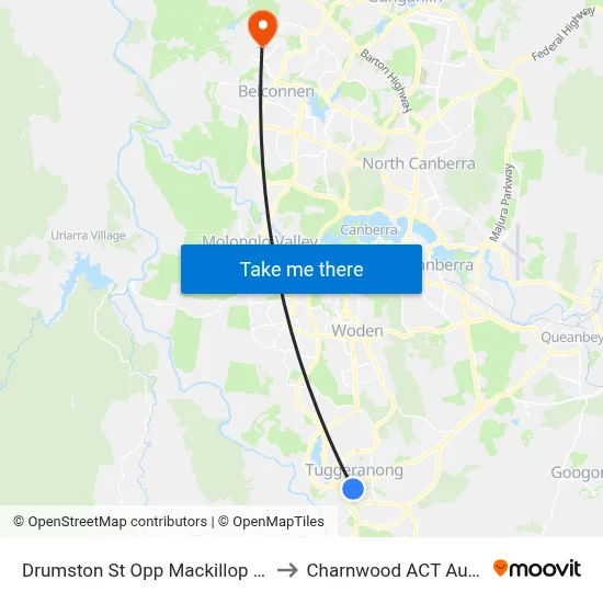 Drumston St Opp Mackillop College to Charnwood ACT Australia map