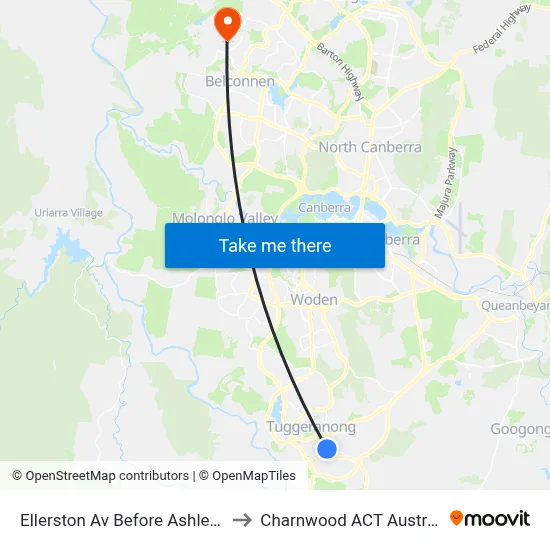 Ellerston Av Before Ashley Dr to Charnwood ACT Australia map