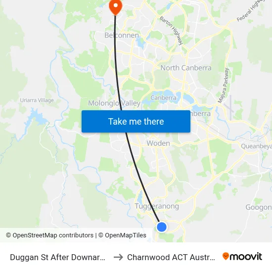 Duggan St After Downard St to Charnwood ACT Australia map