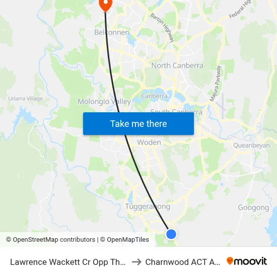 Lawrence Wackett Cr Opp Theodore Ps to Charnwood ACT Australia map
