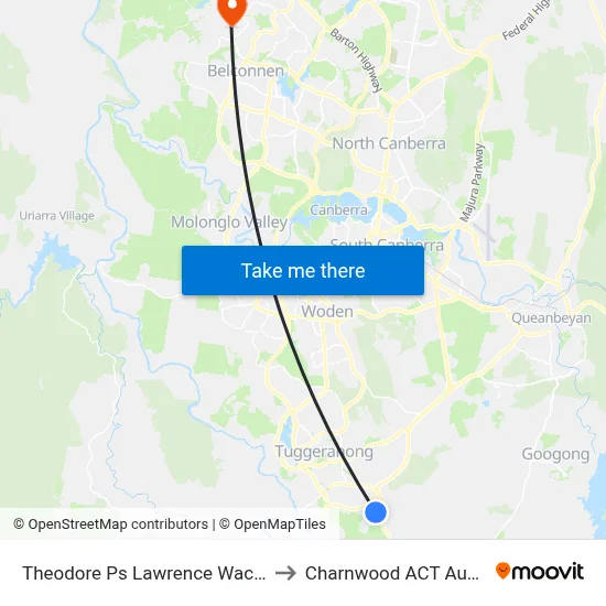 Theodore Ps Lawrence Wackett Cr to Charnwood ACT Australia map