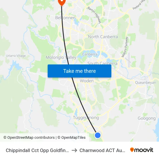 Chippindall Cct Opp Goldfinch Cct to Charnwood ACT Australia map