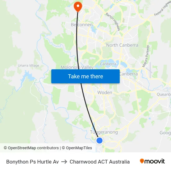 Bonython Ps Hurtle Av to Charnwood ACT Australia map