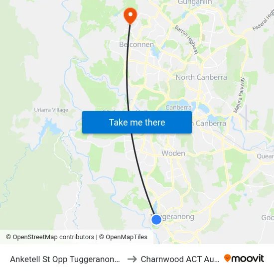 Anketell St Opp Tuggeranong Square to Charnwood ACT Australia map