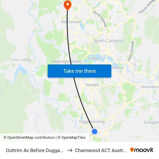 Outtrim Av Before Duggan St to Charnwood ACT Australia map