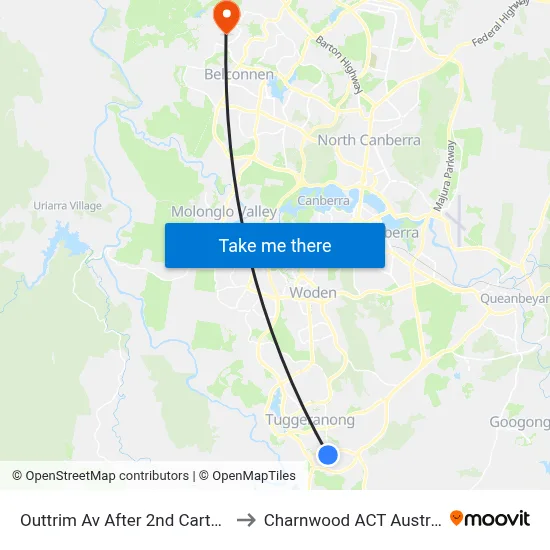 Outtrim Av After 2nd Carter Cr to Charnwood ACT Australia map
