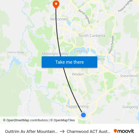 Outtrim Av After Mountain Cct to Charnwood ACT Australia map
