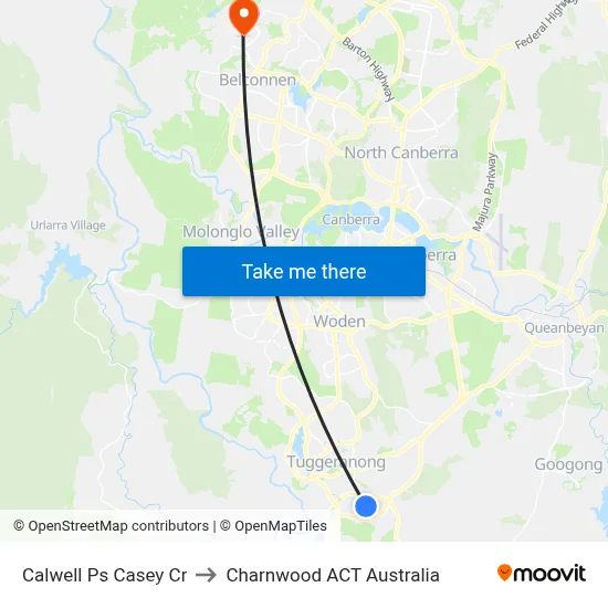 Calwell Ps Casey Cr to Charnwood ACT Australia map