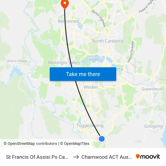 St Francis Of Assisi Ps Casey Cr to Charnwood ACT Australia map