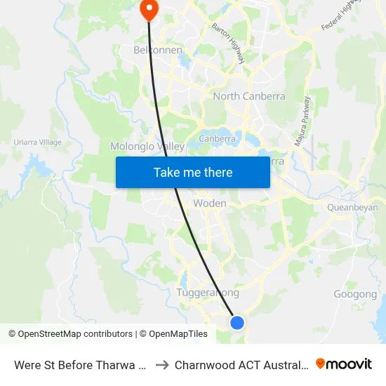Were St Before Tharwa Dr to Charnwood ACT Australia map