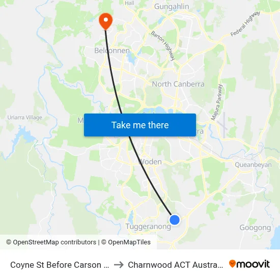 Coyne St Before Carson St to Charnwood ACT Australia map