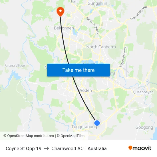 Coyne St Opp 19 to Charnwood ACT Australia map