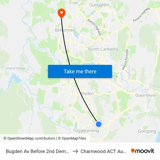 Bugden Av Before 2nd Demaine Cr to Charnwood ACT Australia map