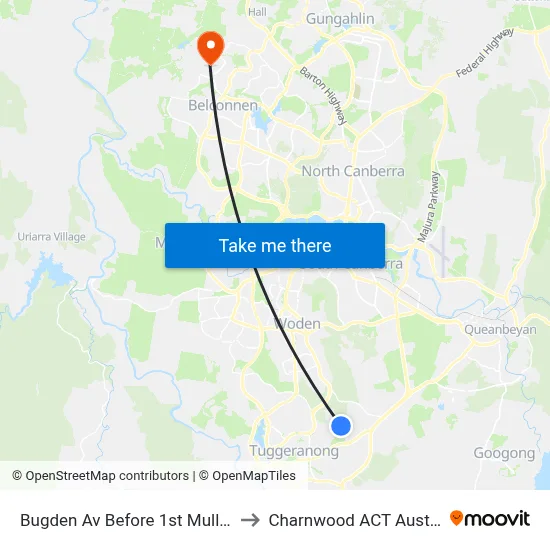 Bugden Av Before 1st Mullan St to Charnwood ACT Australia map