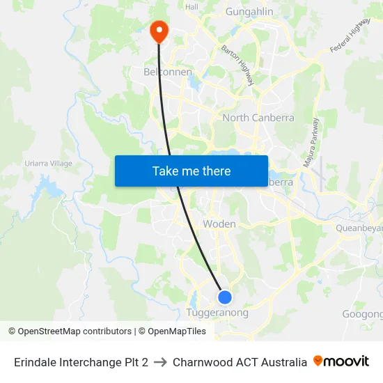 Erindale Interchange Plt 2 to Charnwood ACT Australia map
