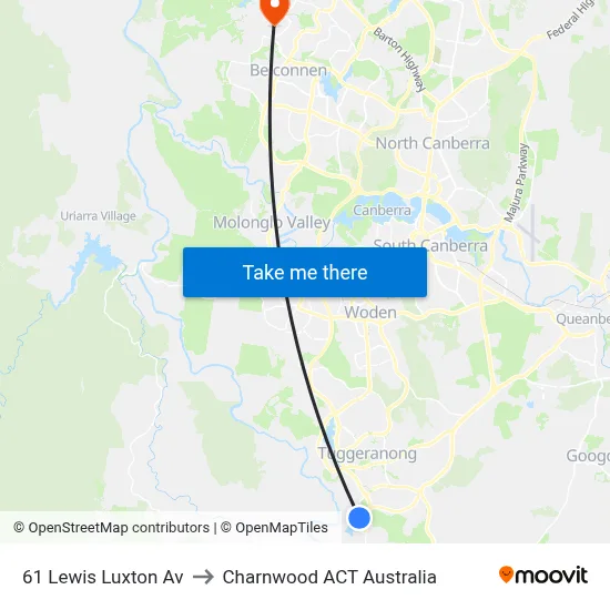 61 Lewis Luxton Av to Charnwood ACT Australia map