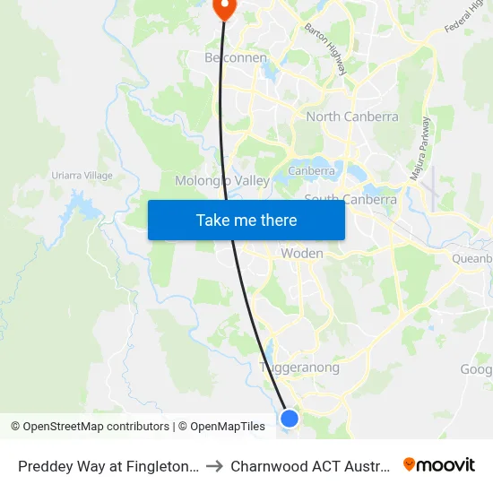 Preddey Way at Fingleton Cr to Charnwood ACT Australia map
