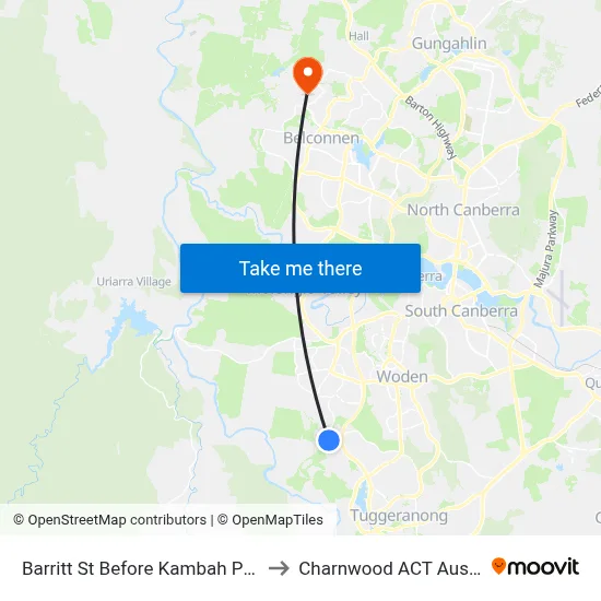 Barritt St Before Kambah Pool Rd to Charnwood ACT Australia map