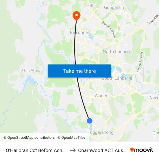 O'Halloran Cct Before Ashby Cct to Charnwood ACT Australia map