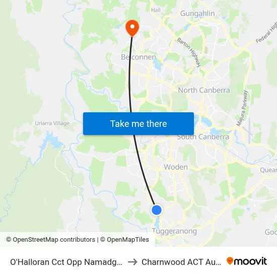 O'Halloran Cct Opp Namadgi School to Charnwood ACT Australia map