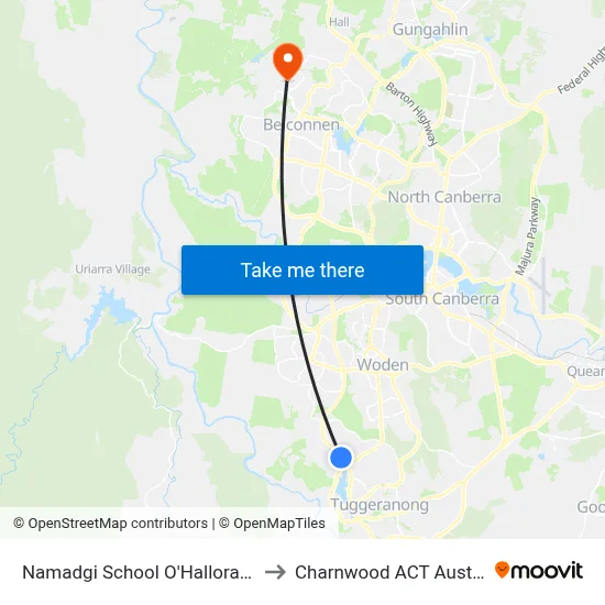 Namadgi School O'Halloran Cct to Charnwood ACT Australia map