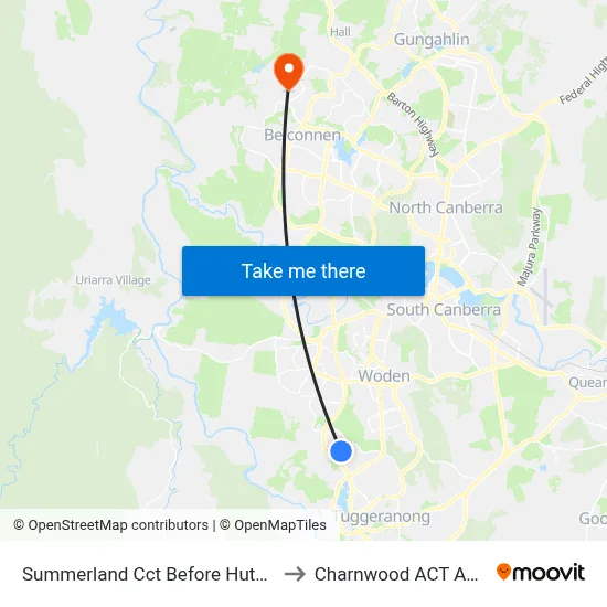 Summerland Cct Before Hutchison Cr to Charnwood ACT Australia map
