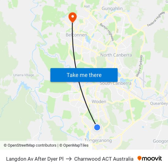 Langdon Av After Dyer Pl to Charnwood ACT Australia map