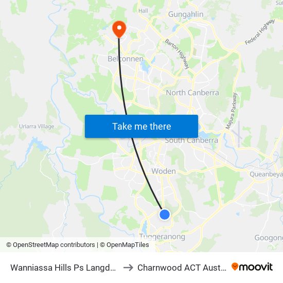 Wanniassa Hills Ps Langdon Av to Charnwood ACT Australia map