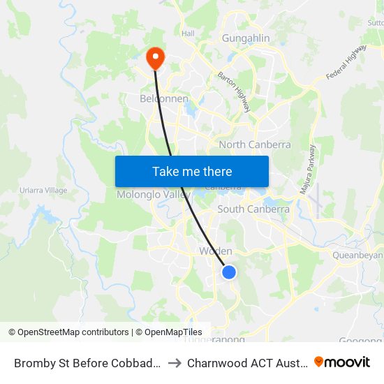 Bromby St Before Cobbadah St to Charnwood ACT Australia map
