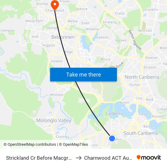Strickland Cr Before Macgregor St to Charnwood ACT Australia map