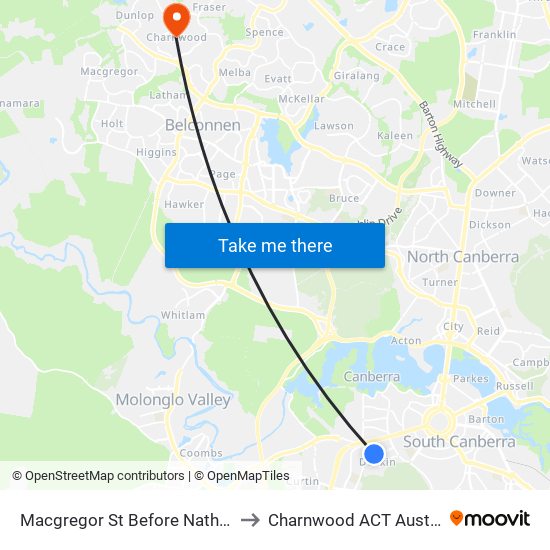 Macgregor St Before Nathan St to Charnwood ACT Australia map