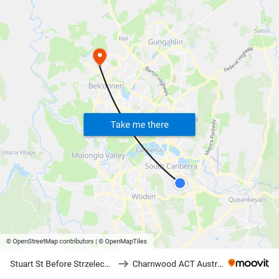 Stuart St Before Strzelecki Cr to Charnwood ACT Australia map