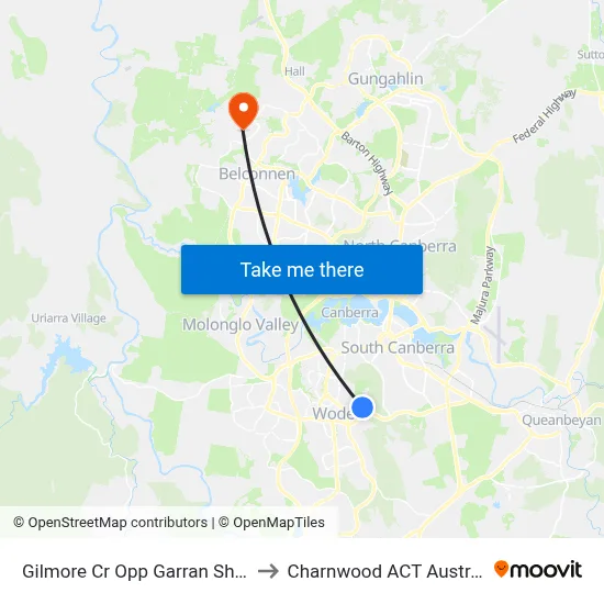 Gilmore Cr Opp Garran Shops to Charnwood ACT Australia map