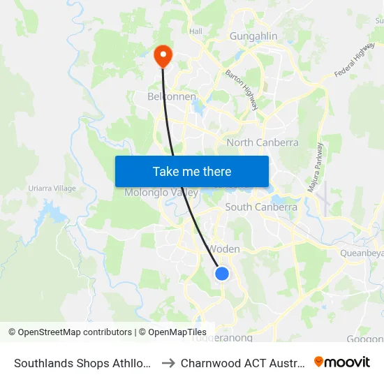 Southlands Shops Athllon Dr to Charnwood ACT Australia map