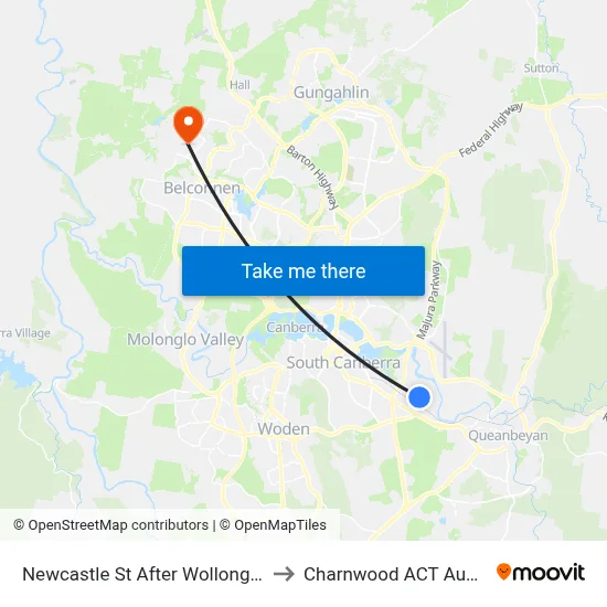 Newcastle St After Wollongong St to Charnwood ACT Australia map